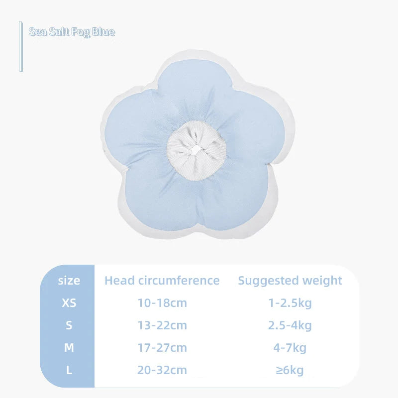 Soft Cotton Flower Cat Recovery Collar | Cute Elizabethan E-Cone for Surgery, Anti-Bite & Adjustable Neck Cover