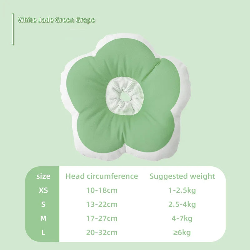 Soft Cotton Flower Cat Recovery Collar | Cute Elizabethan E-Cone for Surgery, Anti-Bite & Adjustable Neck Cover