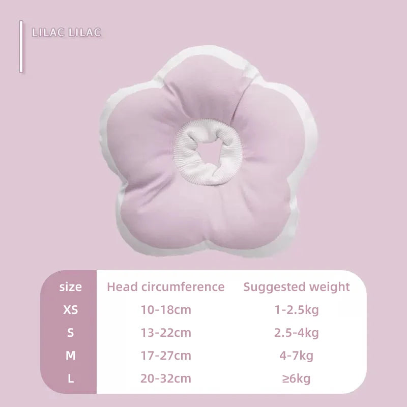 Soft Cotton Flower Cat Recovery Collar | Cute Elizabethan E-Cone for Surgery, Anti-Bite & Adjustable Neck Cover